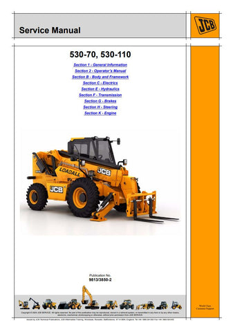 Enhance your maintenance capabilities with the JCB 530-70, 530-110 LIFTALL LOADALL SERVICE MANUAL - 9813/3850-2. This comprehensive guide is designed specifically for JCB Loadall models, providing detailed instructions and diagrams to ensure efficient servicing and repairs.