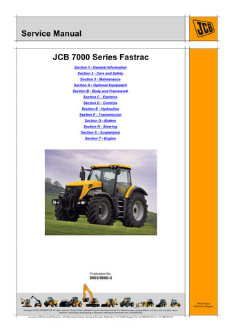 JCB 7000 SERIES FASTRAC 7170, 7200, 7230 P-TRONIC SERVICE MANUAL - 9803/8060-