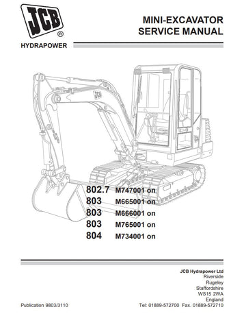 Unlock the full potential of your JCB 802.7, 803, and 804 mini excavators with the comprehensive service manual (9803/3110). This essential guide provides detailed insights into maintenance, troubleshooting, and repair procedures, ensuring your equipment operates at peak performance.