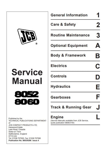 Enhance your maintenance capabilities with the JCB 8052, 8060 Excavator Service Manual (9803/9290). This comprehensive guide is designed specifically for JCB excavators, providing detailed instructions and insights to keep your machinery running smoothly.