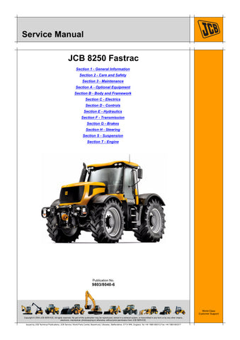 Discover the essential JCB 8250 Fastrac Service Manual (9803/8040-6), your go-to resource for maintaining and servicing your JCB Fastrac. This comprehensive manual provides detailed instructions, diagrams, and specifications to ensure your equipment operates at peak performance.