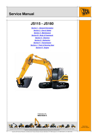 Unlock the full potential of your JCB machinery with the comprehensive JCB JS115, JS130, JS130LC, JS145, JS160, JS180 Service Manual (9803/6520-3). This essential guide is meticulously designed to provide you with detailed insights into maintenance, troubleshooting, and repair procedures, ensuring your equipment operates at peak performance.