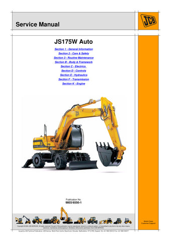 The JCB JS175W Auto Service Manual (9803/6550-1) is an essential resource for anyone looking to maintain or repair their JCB JS175W excavator. This comprehensive manual provides detailed instructions, diagrams, and specifications to ensure that you can perform service tasks efficiently and effectively.