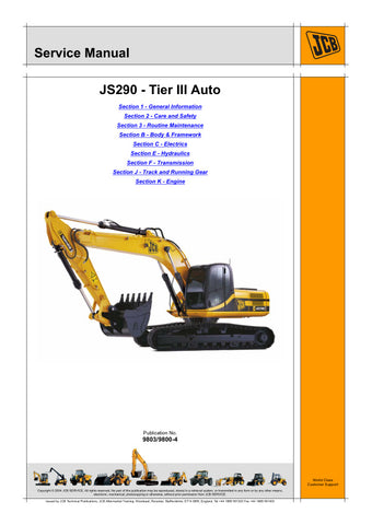 Discover the JCB JS290 (TIER III) Service Manual, a comprehensive guide designed specifically for serial numbers 01421200 to 01421599. This manual is an essential resource for technicians and operators, providing detailed information on maintenance, troubleshooting, and repair procedures for optimal performance of your machinery.