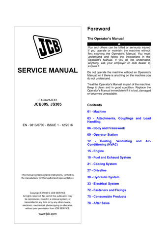 Unlock the full potential of your JCB JS300, JS330, and JS370 excavators with the comprehensive service manual (9813/7500). This essential guide is designed to provide you with detailed insights into maintenance, troubleshooting, and repair procedures, ensuring your machinery operates at peak performance.