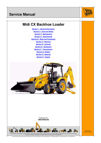 Unlock the full potential of your JCB MIDI CX Backhoe Loader with the comprehensive service manual (9803/9400-08). This essential guide provides detailed insights into maintenance, troubleshooting, and repair procedures, ensuring your equipment operates at peak performance.