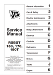 JCB Robot 160, 170, 170HF, 180T, 180THF Skid Steer Loader Workshop Service Repair Manual