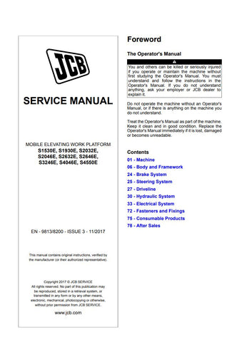 Unlock the full potential of your JCB equipment with the comprehensive JCB S1530E, S1930E, S2032E, S2046E, S2632E, S2646E, S3246E, S4046E, S4550E Service Manual - 9813/8200. This essential guide is meticulously designed to provide you with detailed insights and step-by-step instructions for maintenance and repairs, ensuring your machines operate at peak performance.