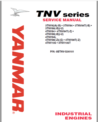 JOHN DEERE, YANMAR TNV SERIES INDUSRIAL ENGINE SEVICE MANUAL OBTNVG00101 - PDF FILE