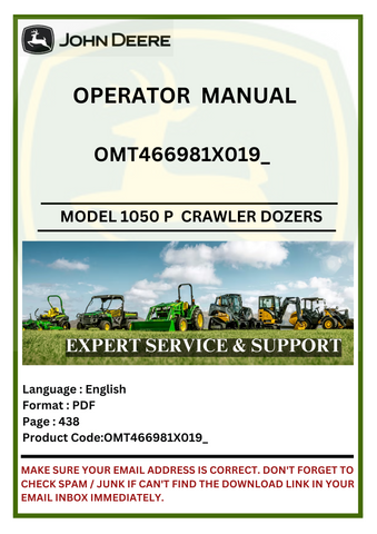  Access the John Deere 1050 P Construction Crawler Dozers operator manual. Find vital information to optimize your dozer's operation and maintenance effectively.