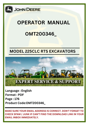  Access the operator manual for John Deere 135C RTS and 225CLC RTS excavators. Find vital guidelines for operation, maintenance, and troubleshooting in one place.