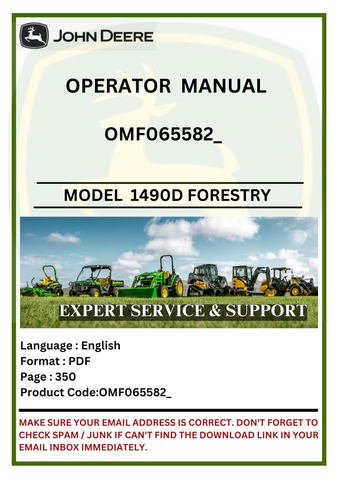 Discover the comprehensive operator manual for the John Deere 1490D Forestry Energy Technology. Access essential information and enhance your equipment's performance.