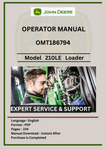 Get the complete operator manual for the John Deere 210LE Landscape Loader (OMT186794). Find essential information to maximize your loader's capabilities and longevity.