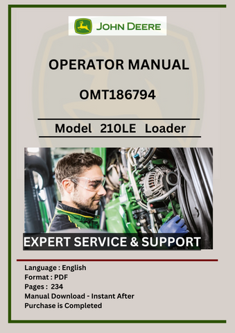 Get the complete operator manual for the John Deere 210LE Landscape Loader (OMT186794). Find essential information to maximize your loader's capabilities and longevity.