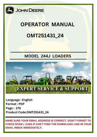 Unlock the full potential of your John Deere 244J construction loader with our detailed operator manual. Essential tips and guidelines for optimal performance await.