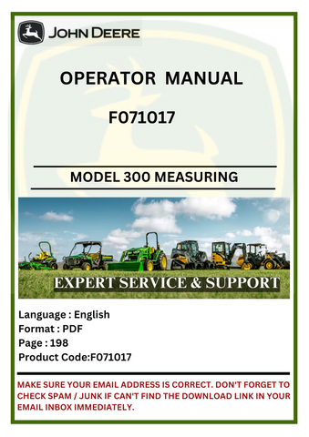  Discover the comprehensive Operator Manual for the John Deere TimberMatic 300 Measuring and Control Systems F071017. Enhance your operational efficiency today.