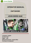 Discover the comprehensive operator manual for the John Deere 410E Backhoe Loader (OMT184380). Enhance your equipment knowledge and operational efficiency today.