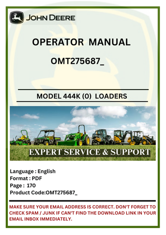 Access the John Deere 444K operator manual for construction loaders. Find vital information to optimize your machine's efficiency and ensure safe operation.