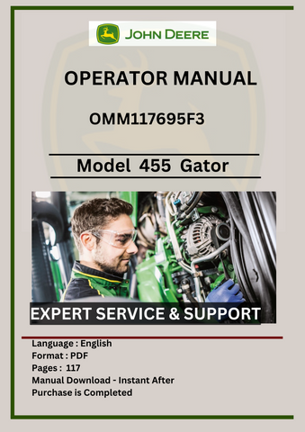 Access the John Deere 455 Lawn and Garden operator manual OMM117695F3 for essential guidelines. Enhance your gardening experience with expert maintenance advice.