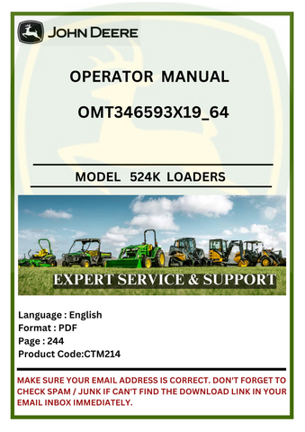 Explore the operator manual for John Deere 524K Construction Loaders. Get detailed insights and guidelines to maximize your loader's efficiency and safety.