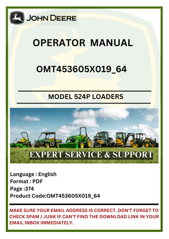  Find the complete operator manual for John Deere 524P construction loaders. Ensure optimal performance and safety with expert guidance and detailed instructions.