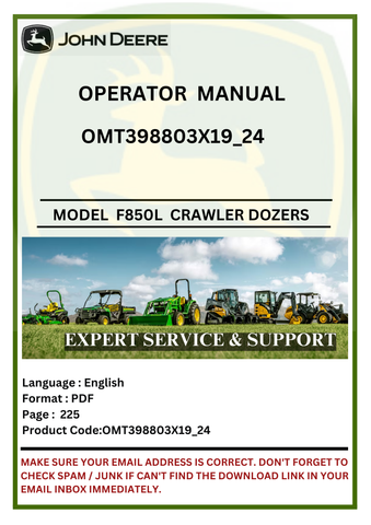 Explore the operator manual for John Deere 850L Construction Crawler Dozers. Get detailed insights to ensure efficient operation and maintenance of your equipment.