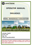 Access detailed operator manuals for John Deere ZAXIS135US-3, ZAXIS225USLC-3, and ZAXIS225USRLC-3 Hitachi excavators. Ensure optimal performance today.