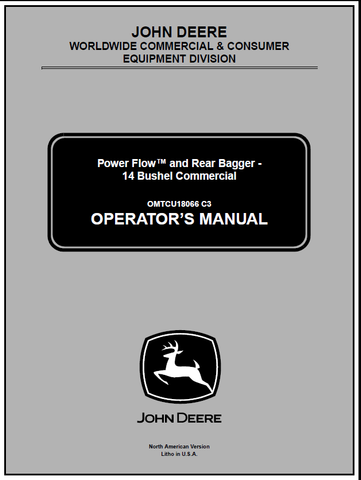 John Deere 14-Bushel Commercial Power Flow And Rear Bagger Manual OMTCU18066