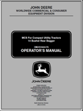 John Deere 14 Bushel Rear Bagger MCS For Compact Utility Tractor Manual OMLVU18333 