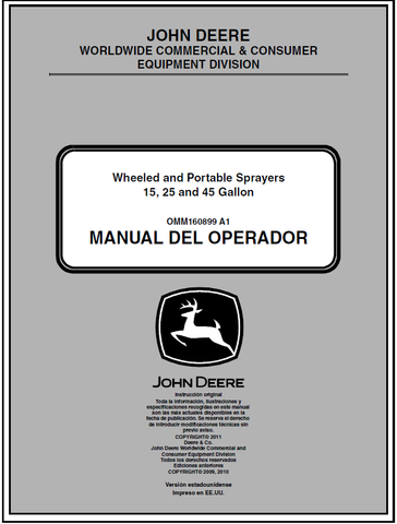 John Deere 15, 25, 45 Wheeled And Portable Sprayers Manual 