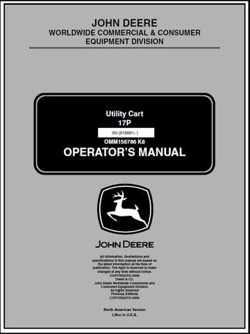 John Deere 17P Utility Cart Manual OMM156786