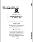 John Deere 180, 220 E-Cut Hybrid Walk Greens Mower Operator's Manual OMTCU39939 - PDF File Download