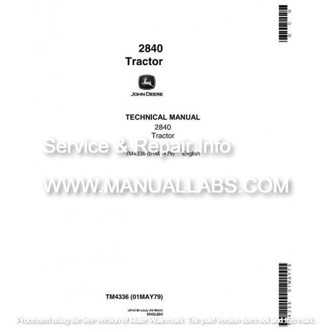 John Deere 2840 Tractor Technical Manual TM4336 - PDF File