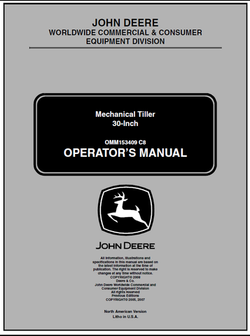 John Deere 30-Inch Mechanical Tiller Operator’s Manual 