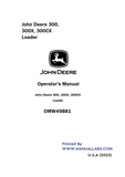 John Deere 300, 300X, 300CX Loader Operator's Manual OMW49881 - PDF File Download