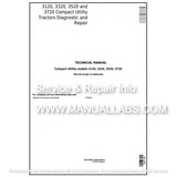John Deere 3120, 3320, 3520, 3720 Compact Utility Tractor Diagnostic & Repair Technical Manual TM2138 - PDF File