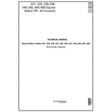 John Deere 327, 328, 336, 337, 338, 346, 347, 348, 466, 467, 468 Square Balers Technical Manual TM1243 