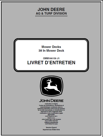 John Deere 38-Inch Mower Deck Manual 