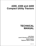 This official John Deere 4200, 4300 and 4400 Tractor technical service repair manual provides detailed instructions for mechanical repairs, electrical diagnostics, and troubleshooting procedures. Get the information you need to maintain, diagnose, and repair your John Deere Tractor with confidence. Downloadable PDF file.