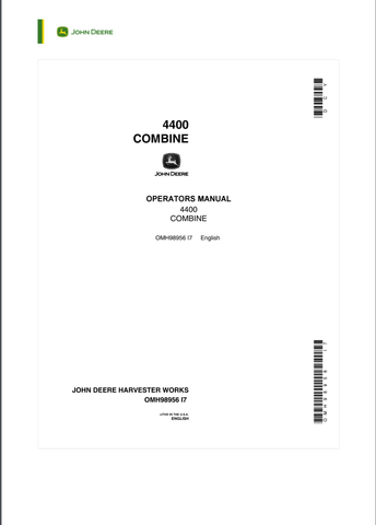 John Deere 4400 Combine Operator’s Manual OMH98956 - PDF File Download