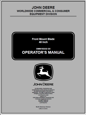 John Deere 48-Inch Front Mount Blade Manual 