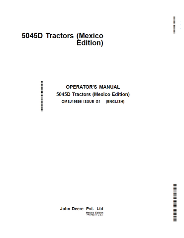 John Deere 5045D Tractor Operator's Manual OMSJ19856 - PDF File Download