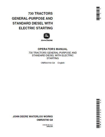 John Deere 730 Tractor Operator’s Manual OMR20700 - PDF File Download