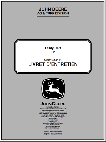 John Deere 7P Utility Cart Manual OMM162147 