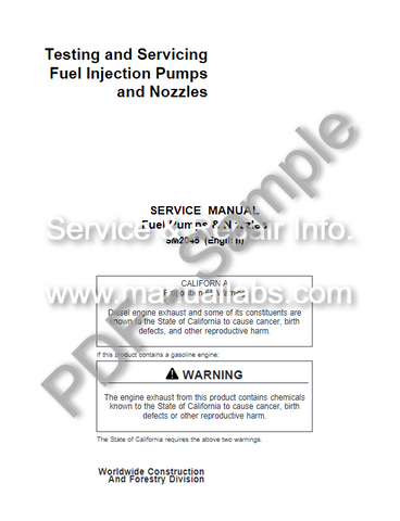 John Deere Fuel Injection Pumps and Nozzles Testing and Servicing Service Manual SM2045