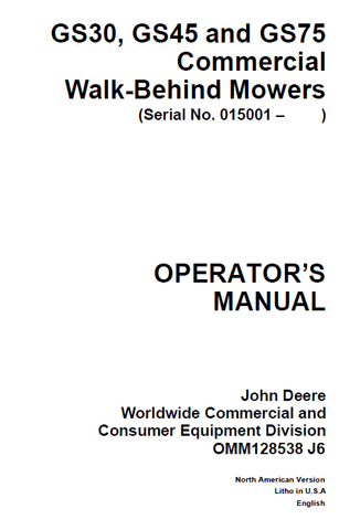 John Deere GS25, GS45, GS75 Manual OMM128538 