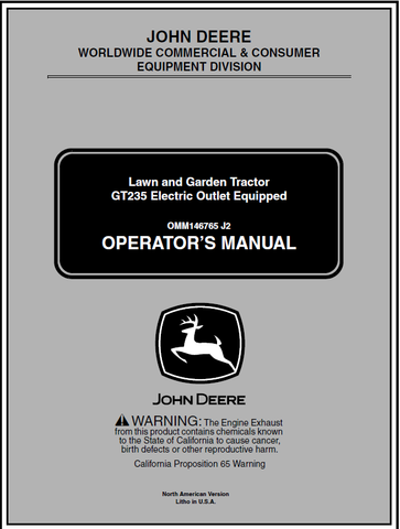 John Deere GT235 Manual OMM146765