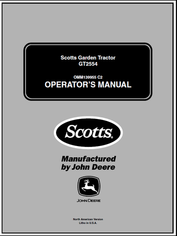 John Deere GT2554 Scott Garden Tractor Manual OMM139955