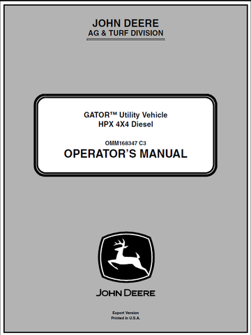 John Deere HPX 4x4 Diesel Manual OMM168347 