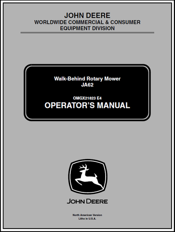 John Deere JA62 Mower Operator's Manual OMGX21823